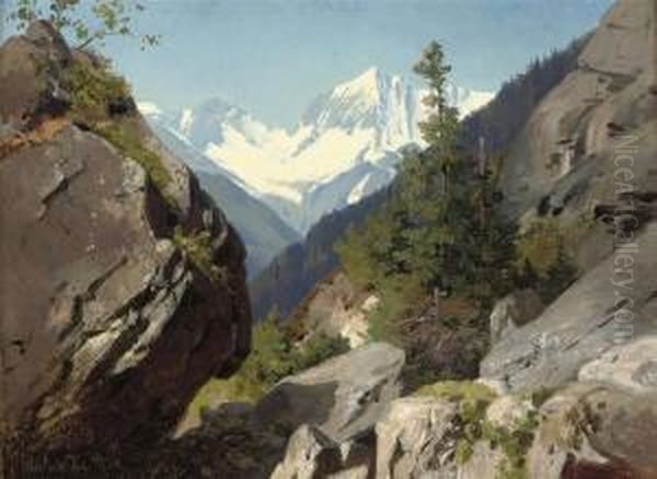 The Maderaner Valley Oil Painting by Adolf Mosengel