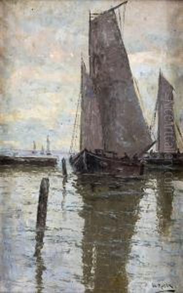 Segelbatar I Hamnen Oil Painting by Christian Moser