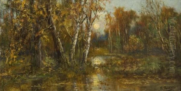 Stimmungsvolle Herbstlandschaft Oil Painting by Karl Moser