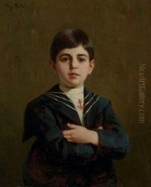 Portrait Of A Boy Oil Painting by Gustave Henry Mosler