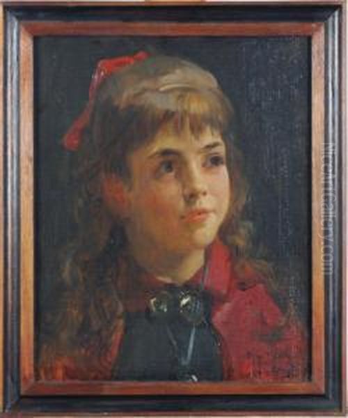 Portrait Of Edith Mosler, The Artist's Daughter Oil Painting by Henry Mosler