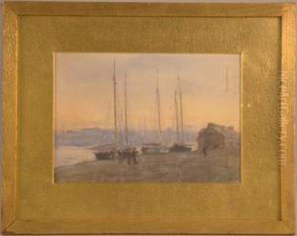 Harbour Scene Oil Painting by Charles Eugene Moss