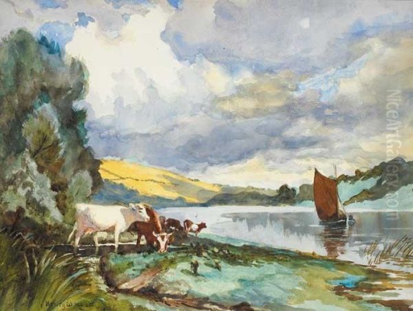 River Slaney; Wexford On The Right Oil Painting by Henry William Moss