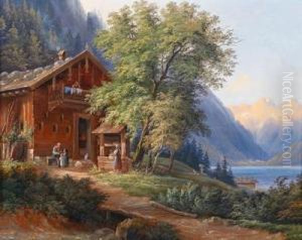 Partie Am Gosausee Oil Painting by Joseph Mossmer