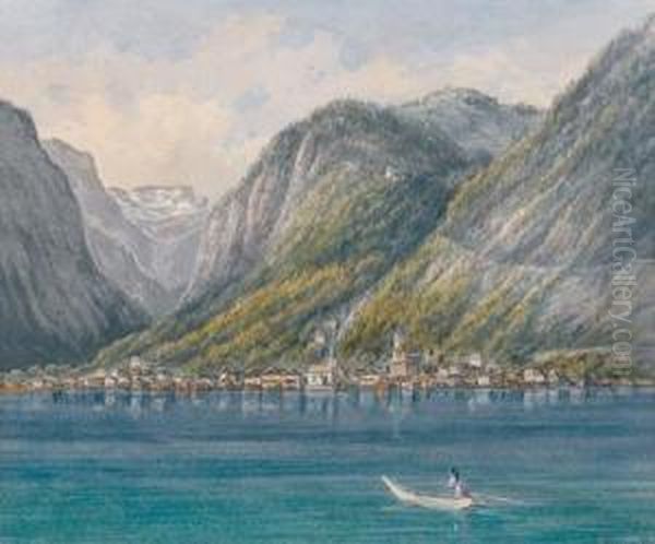 A View Of Hallstadt Oil Painting by Joseph Mossmer