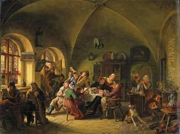 Im Wirtshaus Oil Painting by Ludwig August Most