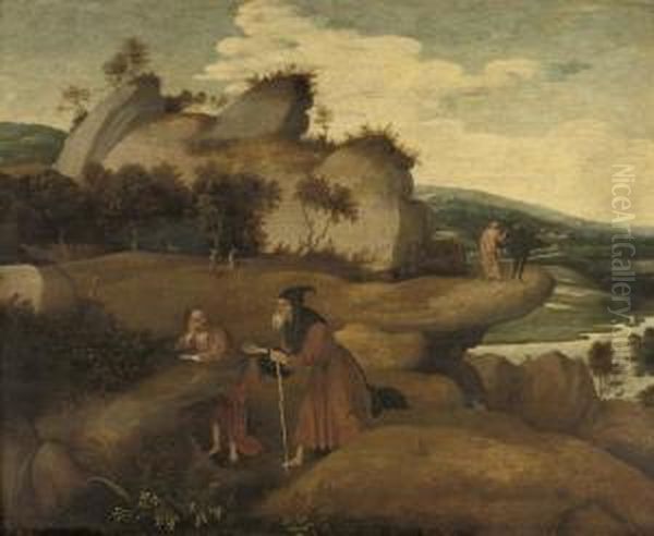 The Temptation In The Wilderness Oil Painting by Jan Mostaert