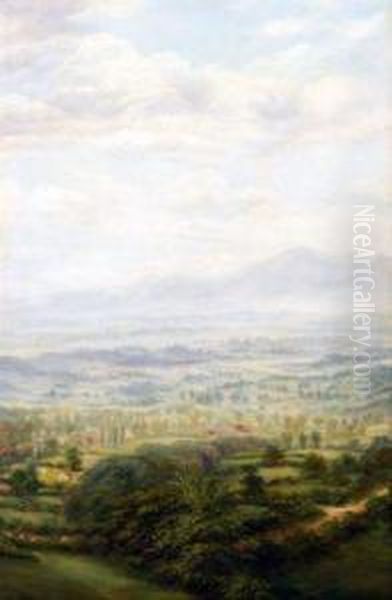 View From The Malvern Hills With Still Life Verso Oil Painting by George William Mote