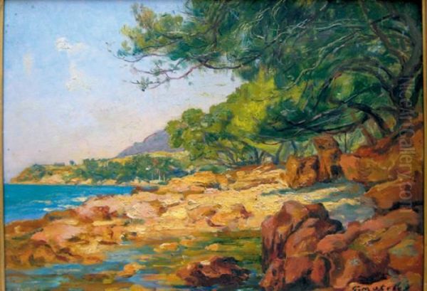 Les Rochers De Carqueiranne Oil Painting by Georges Moteley