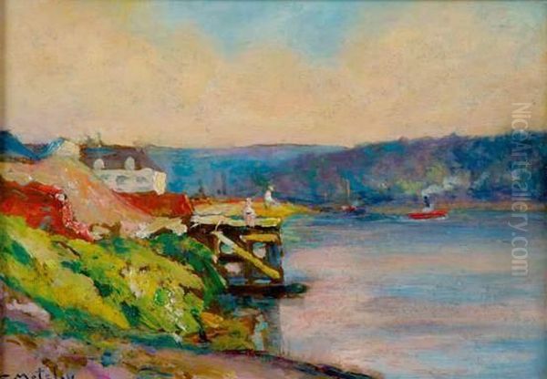 Bord De Seine Oil Painting by Georges Moteley