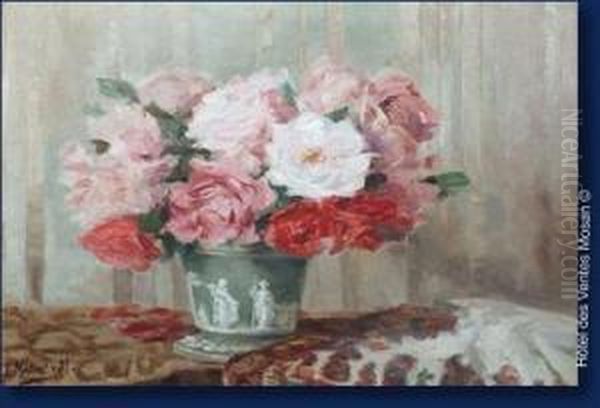 Le Bouquet Deroses Oil Painting by Leonie Mottart-Van Marcke