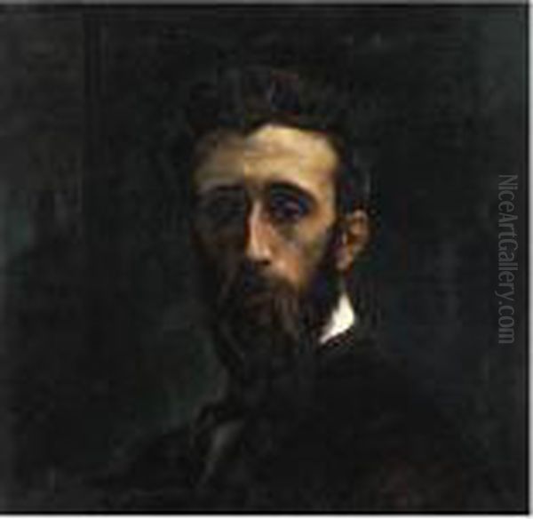 Self-portrait Of The Artist Oil Painting by Emile Motte