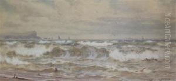 Ground Swell On The Cornish Coast Oil Painting by Charles Mottram