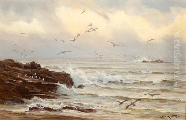 Coastal Scene Oil Painting by Charles Mottram