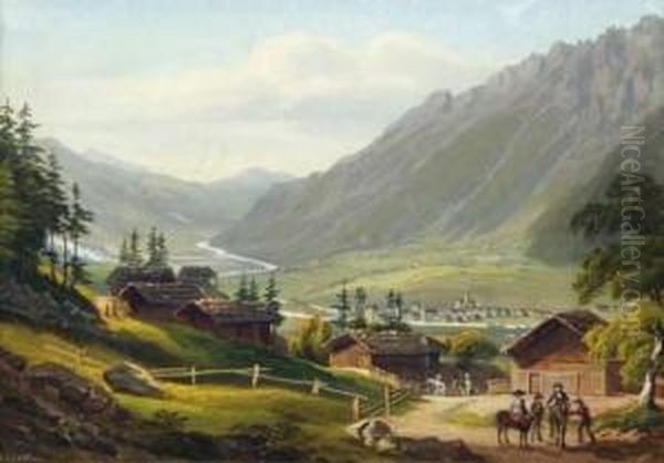 Paysage Anime Du Valais Oil Painting by Luc Henri Mottu