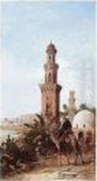 On The Way To The Mosque Oil Painting by Louis Claude Mouchot