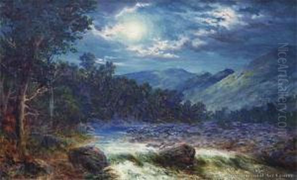 Kaikoura By Moonlight Oil Painting by John Elder Moultray