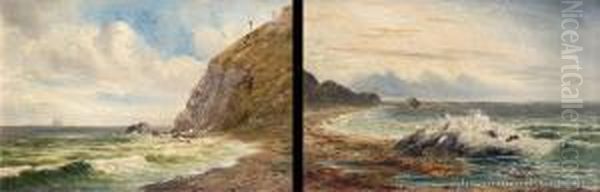 Punakauia Cliffs From Waitate Beach & Early Morning On The Coast - A Pair Oil Painting by John Elder Moultray