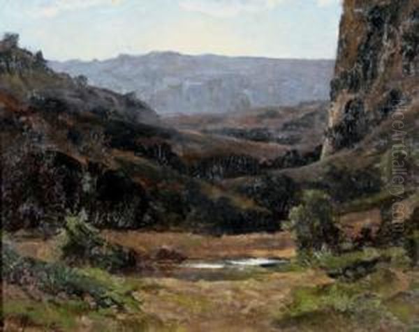 Les Gorges D'olioulles Oil Painting by Henri Laurent Mouren