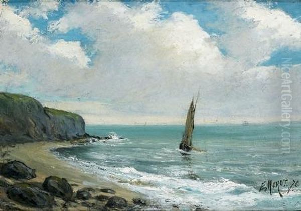 Bateau Pres D'une Cote Oil Painting by Achille Ernest Mouret