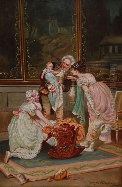 Greeting The New Baby Oil Painting by Henry Siddons Mowbray