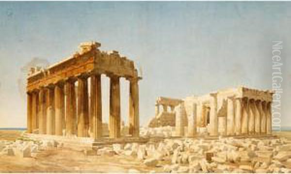 View Of The Acropolis Oil Painting by Constant Moyaux