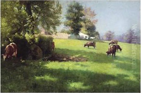 Cattle Grazing Oil Painting by Richard Thomas Moynan