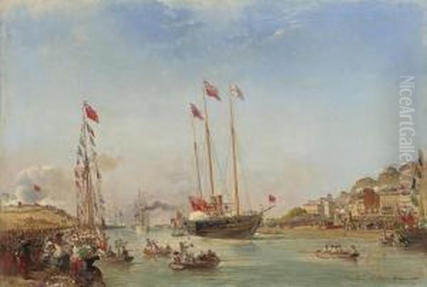 The New Royal Yacht Oil Painting by Charles Louis Mozin