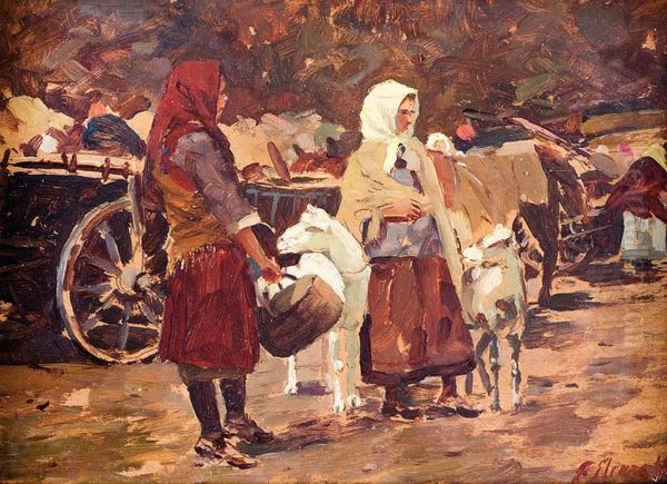 Na Targu Oil Painting by Frantisek Mrazek