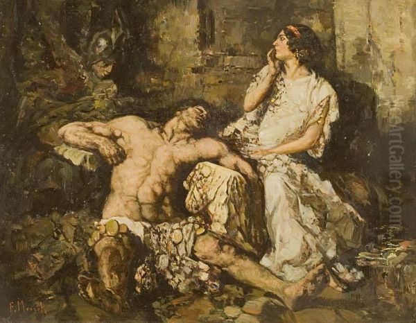 Samson I Dalila Oil Painting by Frantisek Mrazek