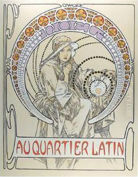 Au Quartier Latin, 65 Oil Painting by Alphonse Maria Mucha