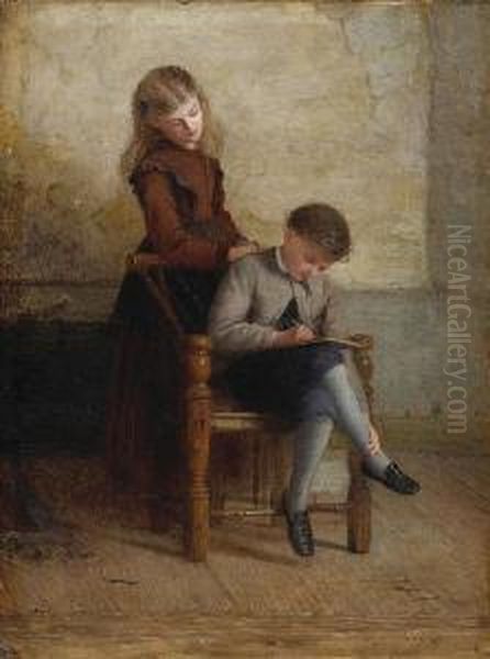 The Lesson Oil Painting by William Jabez Muckley