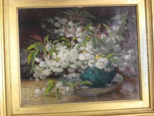 Cherry-blossom Oil Painting by William Jabez Muckley