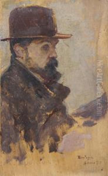 Portrait Du Peintre Pascal Adolphe Jean Dagnan-bouveret Oil Painting by Jules Alexis Muenier