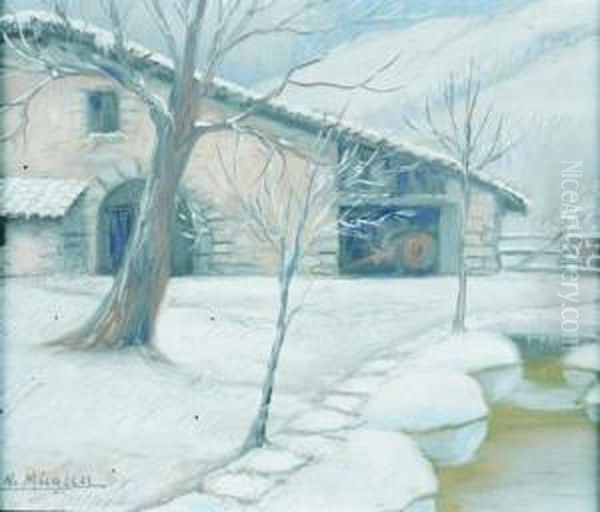 Caserio Nevado Oil Painting by Nicolas Mugica Y Errasti