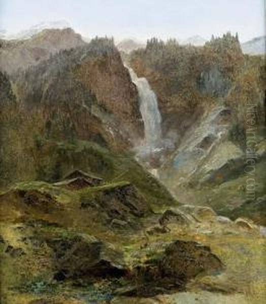 Staubifall Im Schachental Oil Painting by Jost Anton Muheim