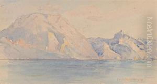 Der Traunsee Mit Traunstein Und Griechin Oil Painting by Ferdinand Muhlbacher