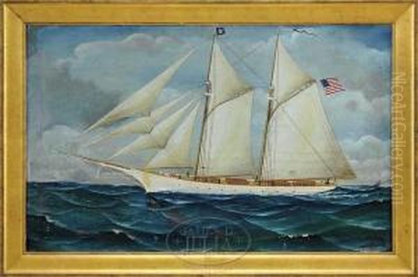 Portrait Of A Two-masted Schooner Oil Painting by Otto Muhlenfeld