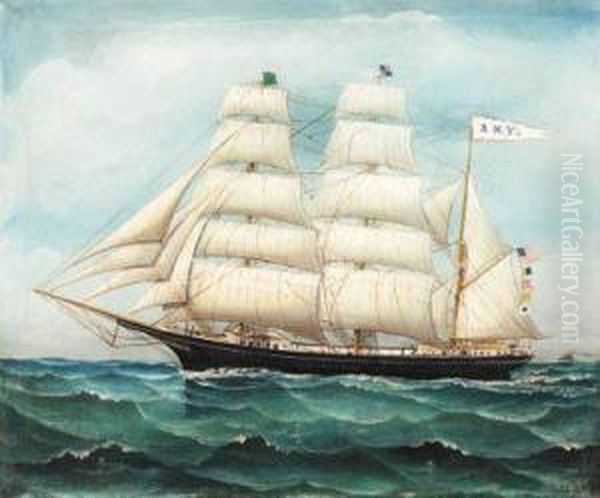 The American Schooner Amy
Oil On Canvas Oil Painting by Otto Muhlenfeld