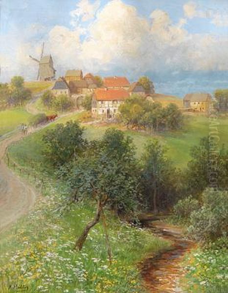 Sommerabend Oil Painting by Albert Ernst Muhlig