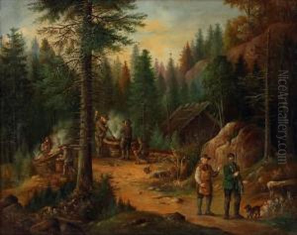 Bei Der Arbeit Oil Painting by Albert Ernst Muhlig