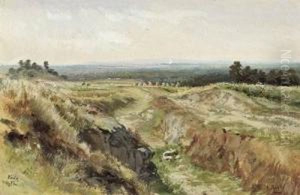 Sommerliche Landschaft Bei Oil Painting by Albert Ernst Muhlig