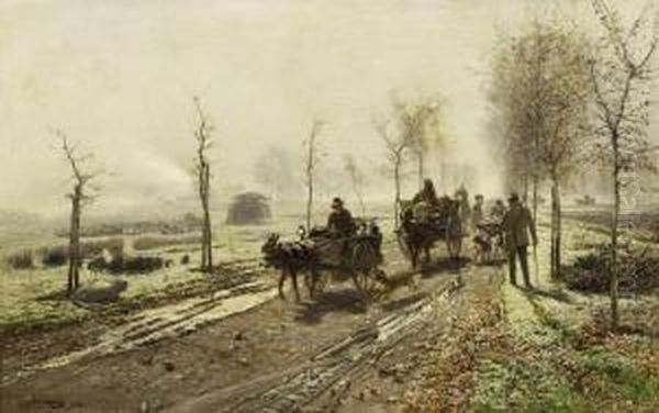 Reifmorgen Am Niederrhein Oil Painting by Hugo Muhlig