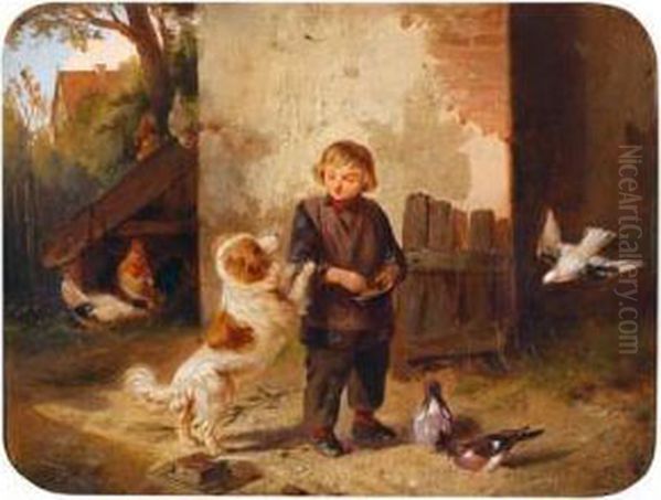 Der Kleine Bettelnde Hund Oil Painting by Meno Muhlig