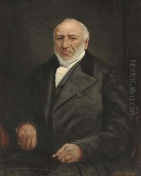 Portrait Of Sir Moses Montefiore Oil Painting by Philip Muhr