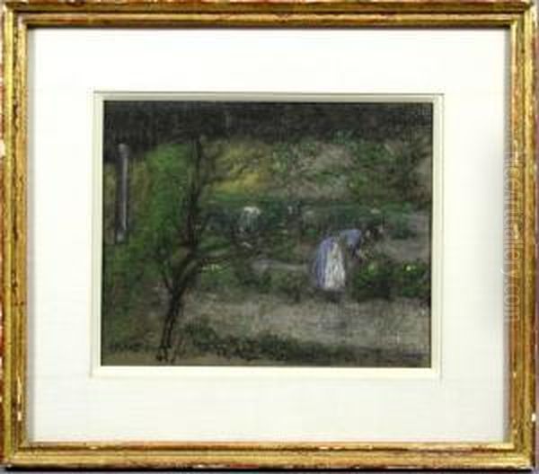 Woman In Garden Oil Painting by Henry Muhrman