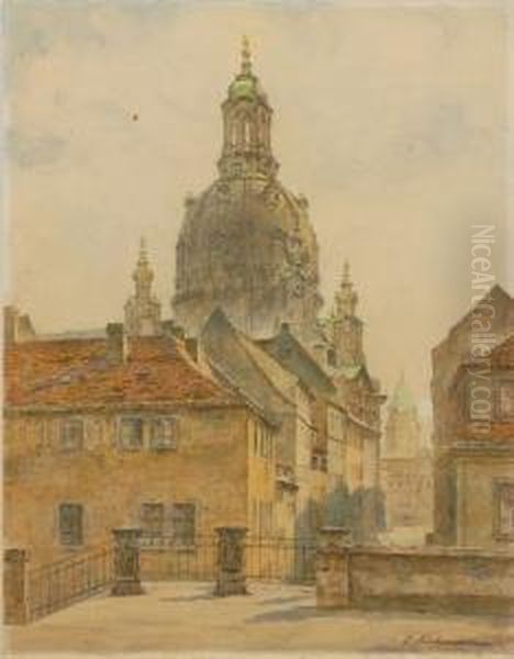 Malerwinkel Mitfrauenkirche In Dresden Oil Painting by Ludwig Muhrmann