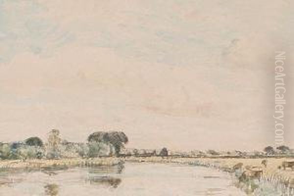 On The Ouse At Huntingdon Oil Painting by David Thomson Muirhead