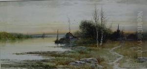 Twilight On The River Oil Painting by St. Clair Augustin Mulholland