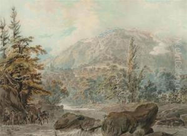 Landscape Near Montreux. Oil Painting by Johann Karl Mullener